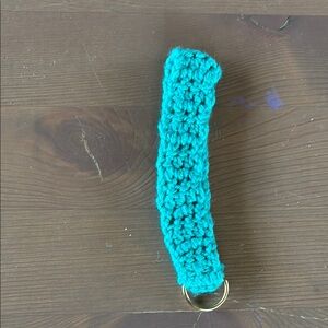 Handcrafted Teal Crochet Keychain